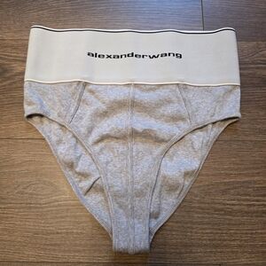 Alexander Wang Two-Tone Ribbed High-Waist Briefs in Gray and Black